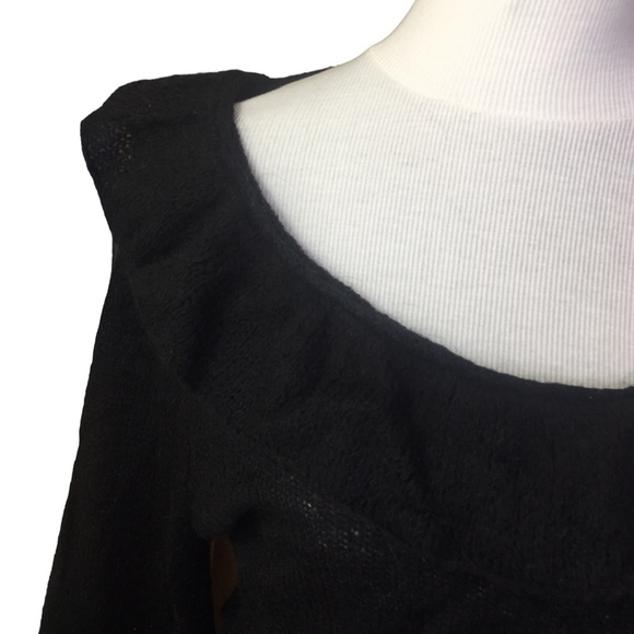 Dont Ask Why sweater mohair wool blend black knit ruffle neck O/S - Picture 3 of 3